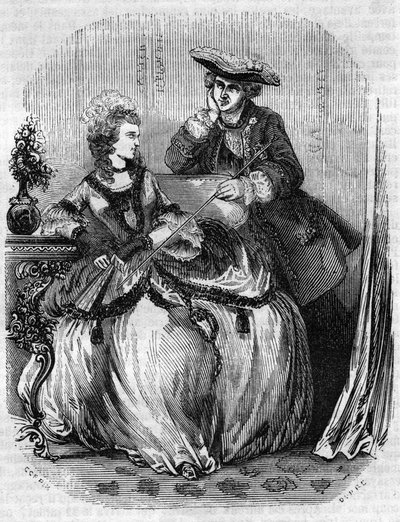 Louis XV a Madame de Pompadour, Jeanne Antoinette Poisson (1721-1764) (Marquise de Pompadour) - v „“ Histoire de France““ od L.-P. Anquetil od French School