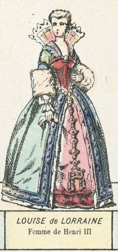 Louise de Lorraine, manželka Jindřicha III. (barevná rytina) od French School