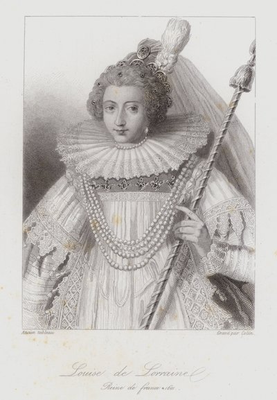 Louise Lotrinská, královna choť Jindřicha III. Francie (rytina) od French School