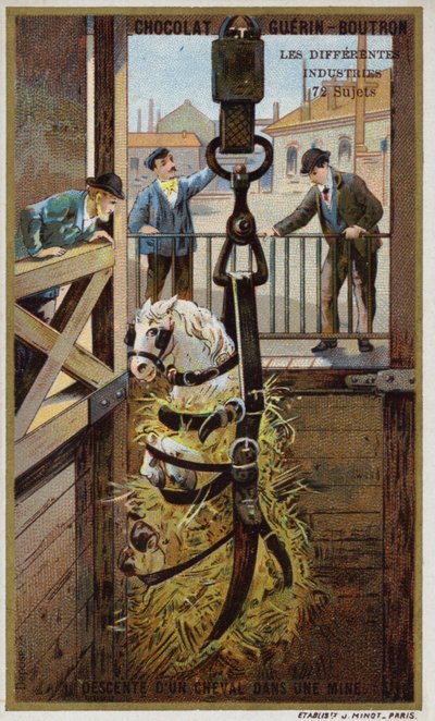 Spouštění koně do dolu (chromolitho) od French School