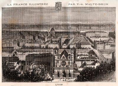 Lyon - rytina v „La France illustrée: geografie, historie, statistická správa“ od V.A. Malt-Brown. 1884 od French School