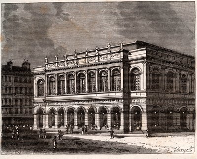 Lyon: Le Grand Theatre - rytina v „La France illustree: geografie, historie, statistická správa“ od V.A. Sladově hnědá. 1884 od French School