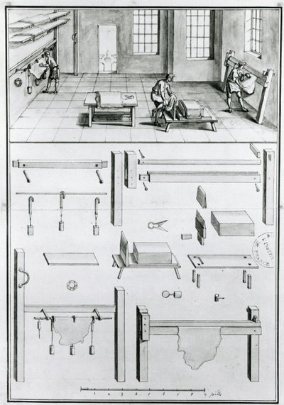 MS 1064 fol 11 Descriptions of Arts & Crafts od Denise Diderota (1713-84), vydáno kolem roku 1770. (černobílá fotografie) od French School