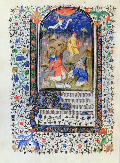 MS 1278 fol.106v Zvěstování pastýřům, z Heures a lusage de Troyes, ateliér Mistra rohanských hodin, cca 1413-20 od French School