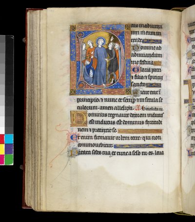 MS 300 f.191v, Posmívat se Kristu s Ježíšem, obklopený trýznitely, včetně dvou mužů v židovských čapkách, ze Žaltáře a hodin Isabely Francouzské, Paříž, kolem 1265-70 (pero & inkoust a tempera na pergamenu) od French School