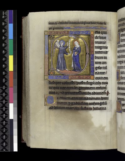 MS 300 f.274v, Sborníky, kázání a lekce pro Zvěstování, z žaltáře a hodin Isabely Francouzské, Paříž, c.1265-70 od French School