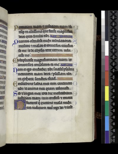 MS 300 f.75r, ze Žaltáře a hodin Isabely Francouzské, Paříž, kolem 1265-70 (pero a tuš a tempera na pergamenu) od French School