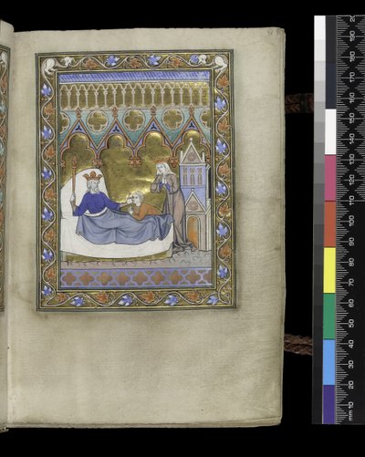 MS 300 f.IVr, folio ze Žaltáře a hodin Isabely Francouzské, Paříž, kolem 1265-70 (pero a tuš a tempera na pergamenu) od French School