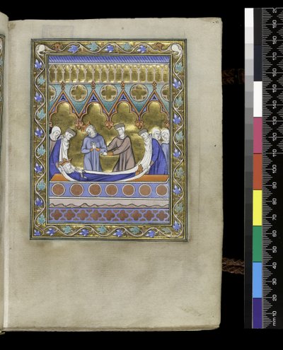 MS 300 f.VIr, Davidův pohřeb, ze Žaltáře a hodin Isabely Francouzské, Paříž, kolem 1265-70 (pero, inkoust a tempera na pergamenu) od French School