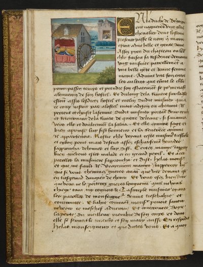 MS Hunter 252 008v Stránka ze stovky nových zpráv, c.1461-62 od French School