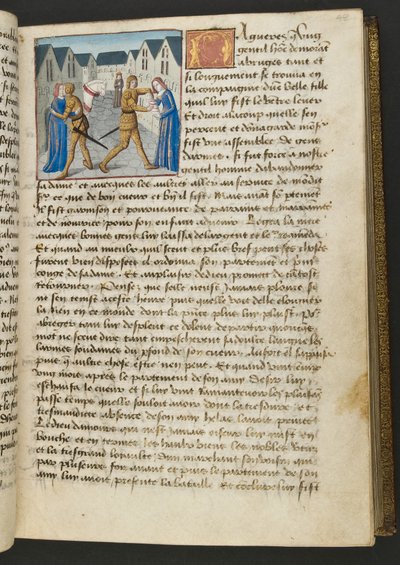 MS Hunter 252 048r Stránka ze stovky nových zpráv, c.1461-62 od French School