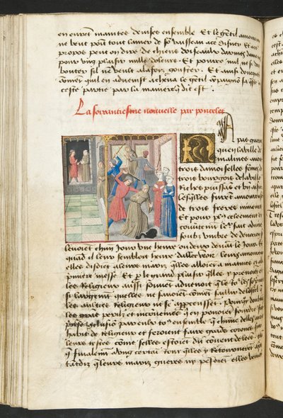 MS Hunter 252 132v Stránka z Cent Nouvelles Nouvelles, c.1461-62 od French School