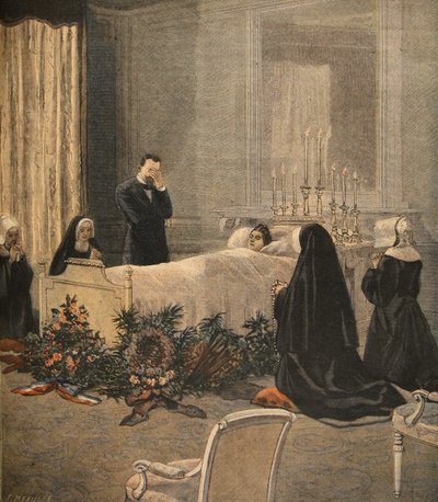 Madame Carnotová na smrtelné posteli, ilustrace z Le Petit Journal: Supplement illustre, 16. října 1898 od French School
