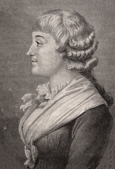 Madame Roland, vyrytý Stephanem Pannemakerem (1847-1930) po Rambertovi, z „Histoire de la Revolution Francaise“ od Louise Blanca (1811-82) od French School