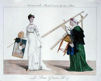 Mademoiselle Pastel Následuje její matka, deska 17 z „Le Bon Genre“ od French School