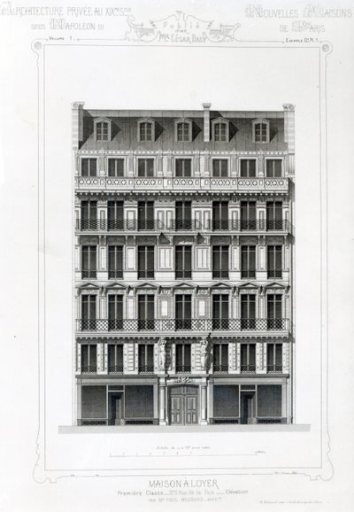 Maison A Loyer, č. 3 Rue de la Paix, Paříž; Architecture Privee na C19th od French School