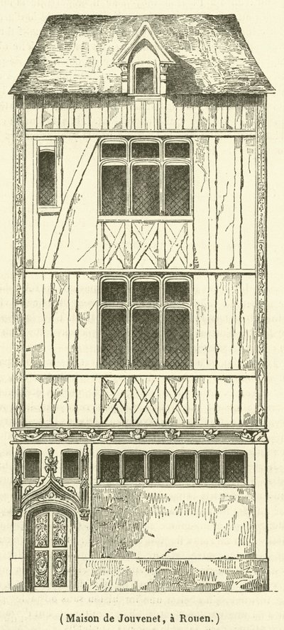 Dům Jouvenet, v Rouen (rytina) od French School