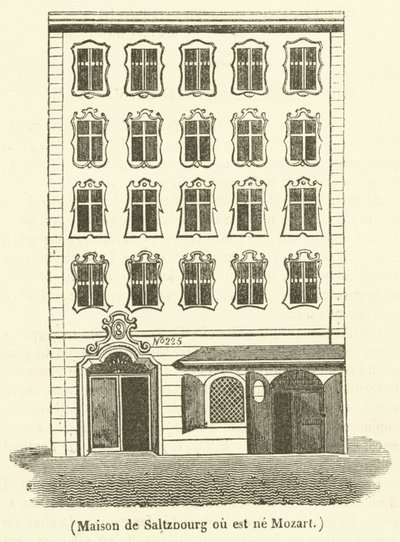 Saltzburg dům, kde se narodil Mozart (rytina) od French School