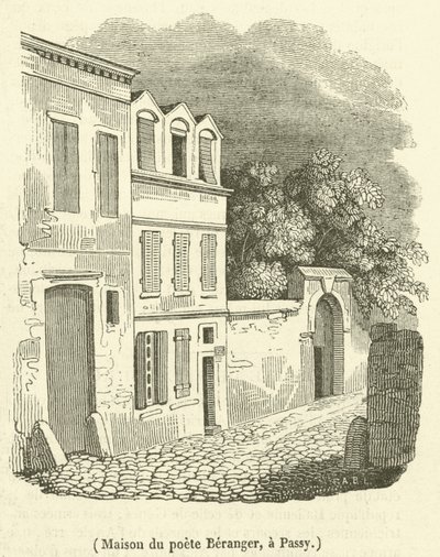 Dům básníka Berangera, v Passy (rytina) od French School