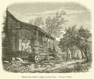 Dům černošské rodiny ve Spojených státech (rytina) od French School