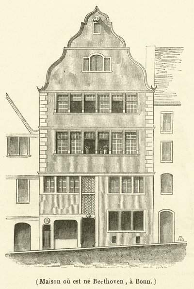 Maison ou est ne Beethoven, a Bonn (rytina) od French School
