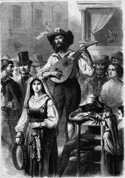 Hráč na mandolínu na ulici v Itálii od French School