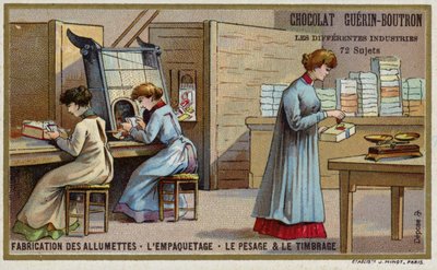Výroba zápalek. Balení, vážení a ražení (chromolitho) od French School