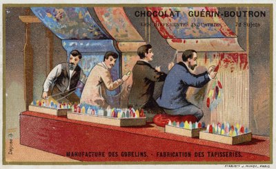 Výroba tapisérií v Gobelins Manufactory (chromolitho) od French School