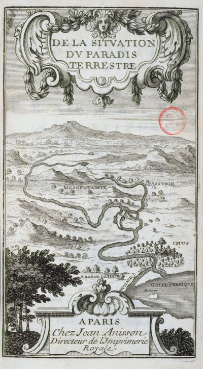 Mapa z De La Situation du Paradis Terrestre, 1691 od French School