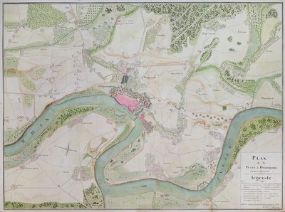Mapa Düsseldorfu a okolních oblastí (pero a inkoust na papíře) od French School
