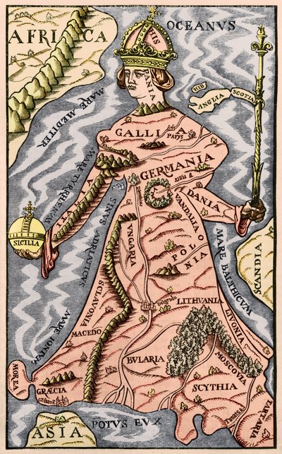 Mapa Evropy, ilustrace z Le Magasin Pittoresque, 1849 od French School