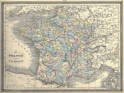 Mapa Francie - v "" Atlas Universl "" od Vuillemina, ca. 1851 od French School