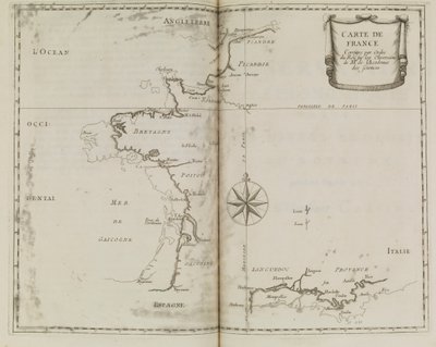 Mapa Francie, cca 1693 (tisk) od French School