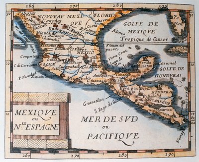 Mapa Mexika nebo Nového Španělska, 1625 od French School