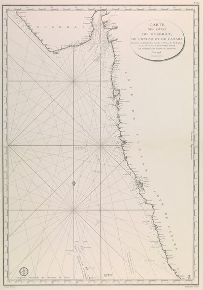 Mapa pobřeží Gudžarátu od French School