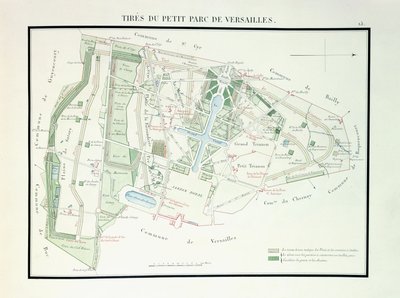 Mapa malého parku ve Versailles, 1818-1819 od French School