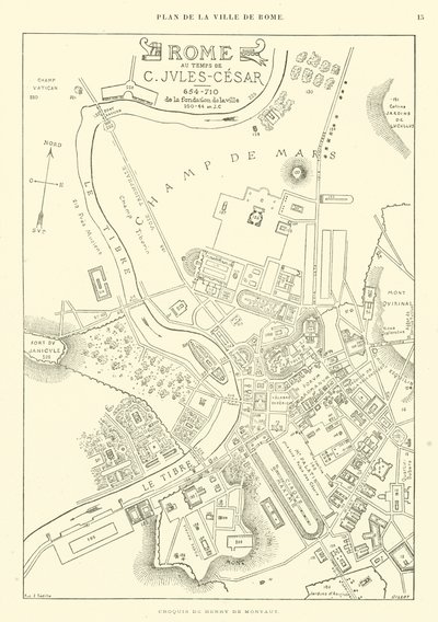 Mapa města Říma v době Julia Caesara (rytina) od French School