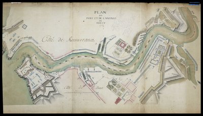 Mapa přístavu a arzenálu v Brestu v roce 1754. od French School