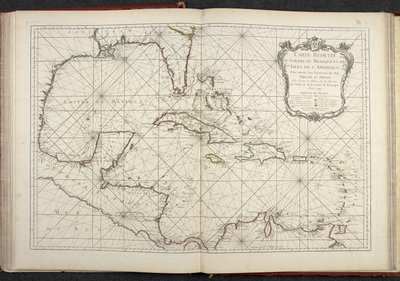 Mapa zobrazující Mexický záliv, Zmenšená mapa Mexického zálivu a ostrovy Ameriky od French School