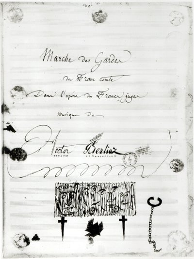 „Marche des Gardes du Franc Comte“ z opery „Les Francs Juges“ od Hectora Berlioze (1803-69) 1826 (pero a inkoust na papíře) od French School