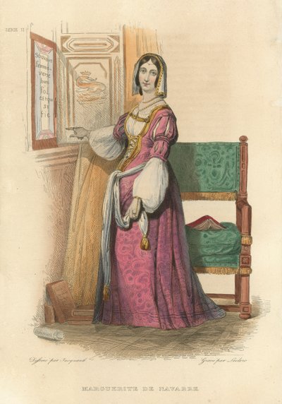 Marguerite de Navarre (barevná rytina) od French School