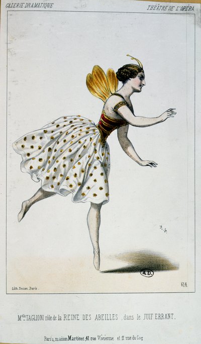 Maria Taglioni (1804-84) jako včelí královna v Le Juif potulný Jacques Fromental Halevy (1799-1862) kolem 1852 od French School