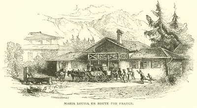 Maria Louisa na cestě do Francie (rytina) od French School