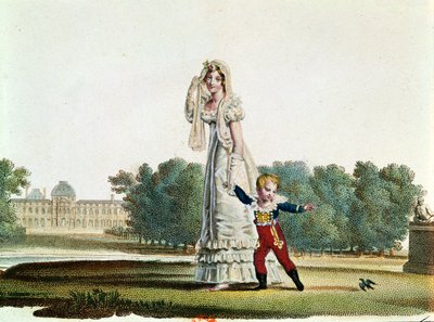 Marie Louise (1791-1847) a římský král (1811-32) před palácem Tuileries od French School
