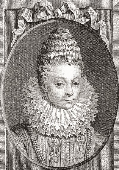 Marie de Médicis, 1575 1642. Královna choť Francie, jako druhá manželka francouzského krále Jindřicha IV. Z Les Heures Libres vydané v roce 1908. od French School