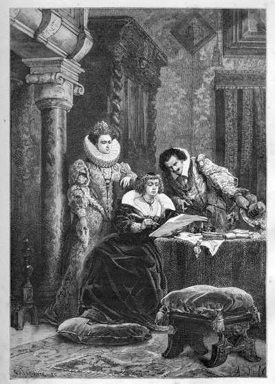 Marie de Medici se svými vlivnými italskými přáteli a důvěrníky Leonora Dori (Dosi) známou jako Galigai (1571-1617) a její manžel Concino Concini (Conchine) (asi 1575-1617) - Marie de Medici se svými italskými vlivnými přáteli a důvěrníky Leonora od French School