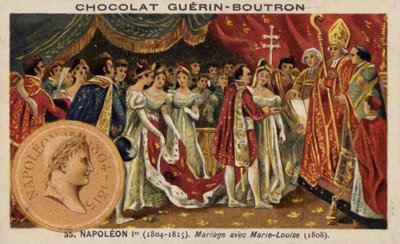 Manželství Napoleona a Marie Louise Rakouské (chromolitho) od French School