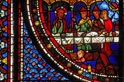 Mary Magdalene window: Mary at Simons house (w46) od French School