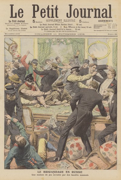 Maskovaní lupiči přepadají herní zařízení v Rusku (barva litho) od French School