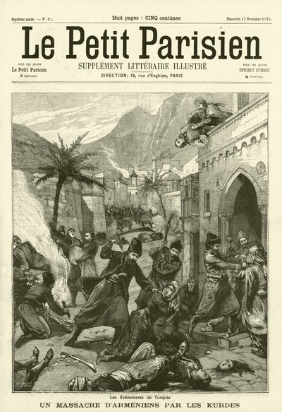 Masakr Arménů Kurdy v Turecku (rytina) od French School